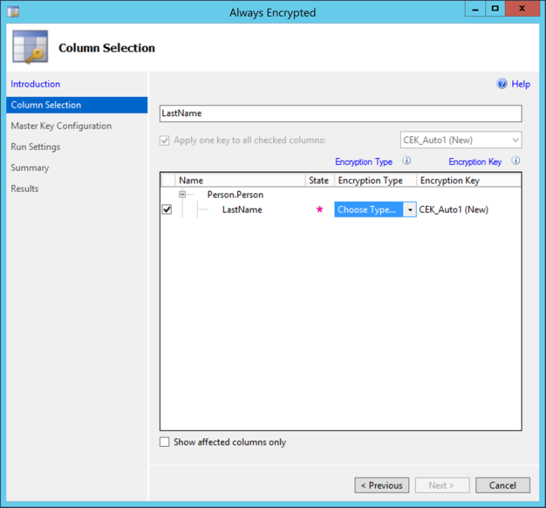 4.  Choose the Encryption Type